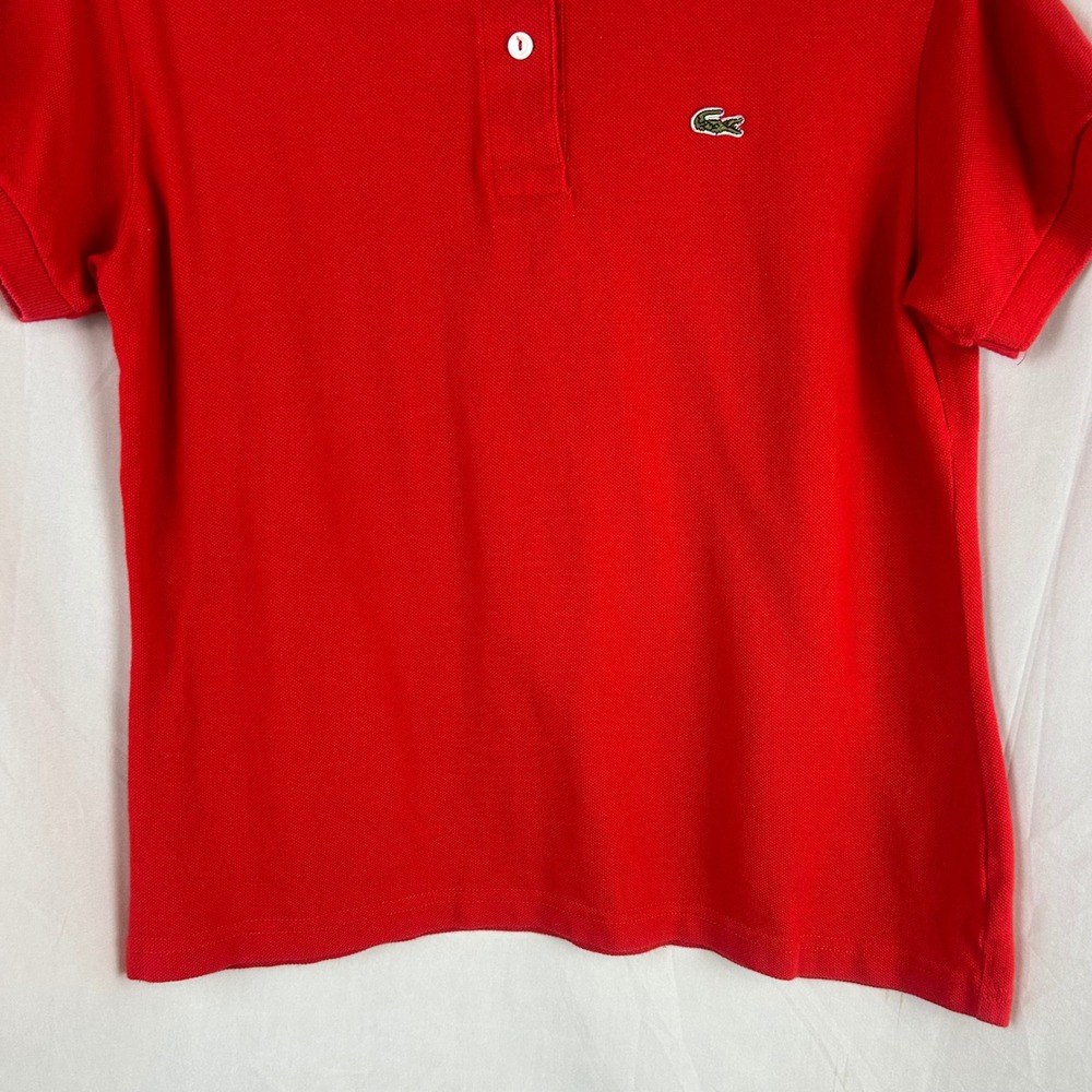 Lacoste Womens Red Cotton Pique Short Sleeve Polo Shirt Size 40 Medium Crocodile - Picture 5 of 8